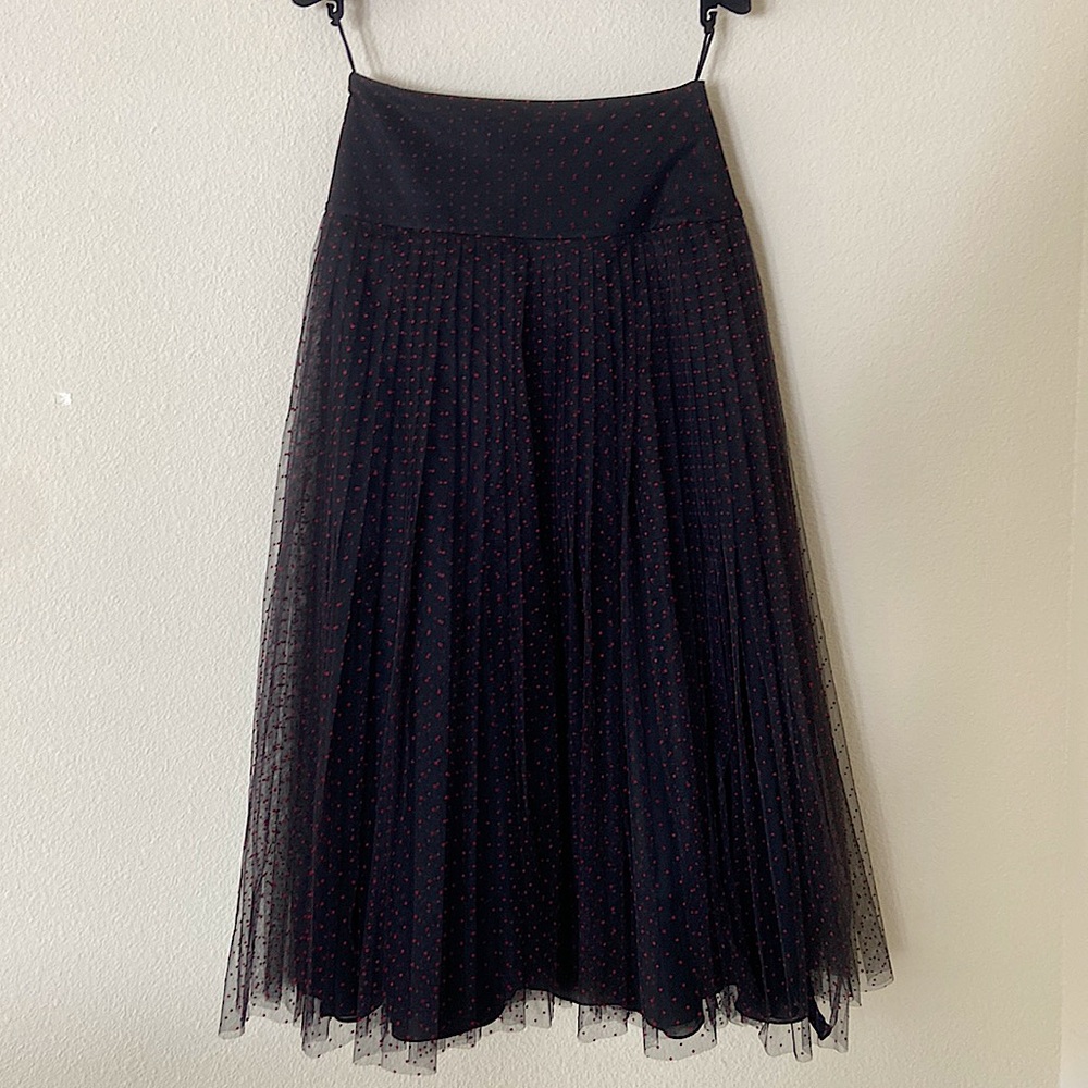 Christian Dior tulle skirt black with red polka dots 36